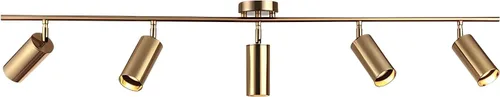 BOKT Luminarias de pista LED de 5 luces para techo dorado moderno, foco de 5 direcciones, iluminación interior de pista lineal vintage de mediados 5
