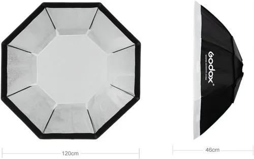 Miniatura 5 de Godox Caja blanda octagonal de 47"/120 cm, con montaje Bowens, compatible con iluminación estroboscópica de estudio MS300 SK400II AD600 AD400Pro