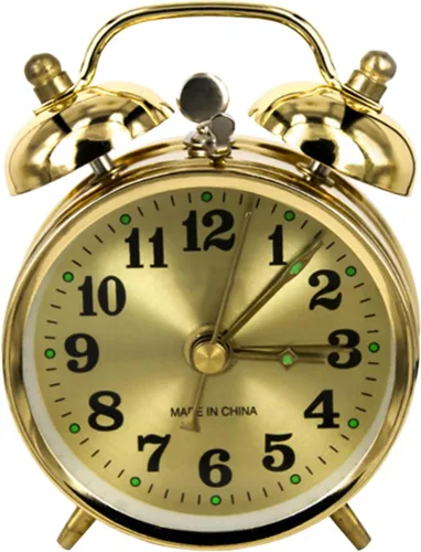 Reloj despertador vintage, reloj despertador manual de cuerda fuerte, reloj mecánico dorado para dormitorios y sala de estar