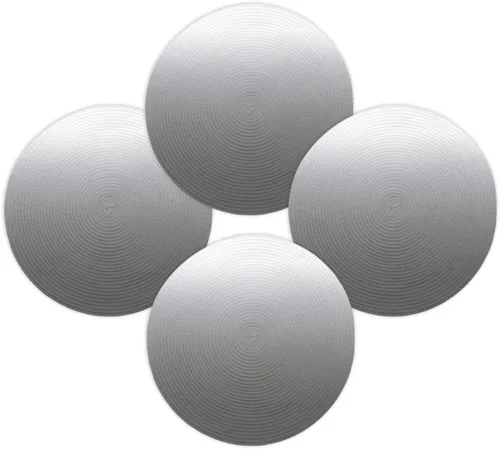 Juego de 4 manteles individuales redondos, color gris y blanco, color degradado, lavables, tejido gradual, manteles individuales trenzados
