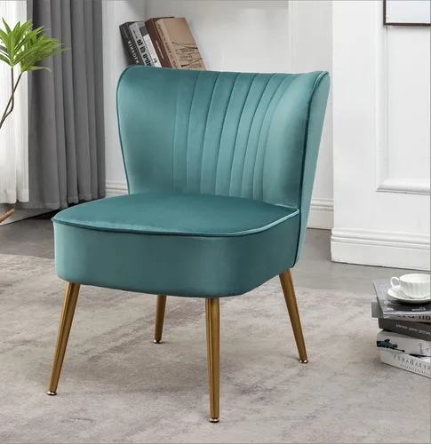Miniatura 17 de Container Furniture Direct Silla moderna de terciopelo para sala de estar, dormitorio o entrada, diseño elegante y cómodo sin brazos con patas