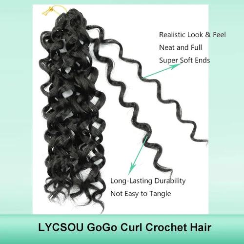 Miniatura 5 de 8 Packs Curly Crochet Hair GOGO Curl Crochet Hair for Black Women Deep Wave Braiding hair Water Wave Crochet hair Extensions Synthetic Bohemian