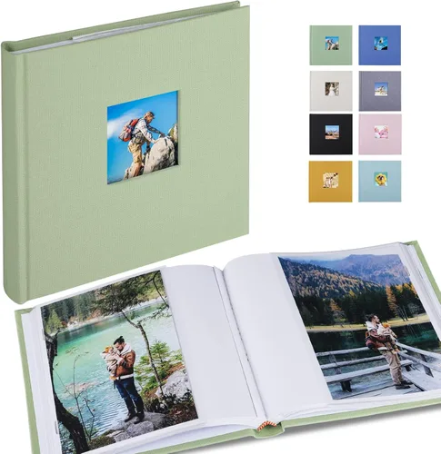 Miniatura 14 de Álbum de fotos pequeño 5x7 con capacidad para 50 fotos verticales con bolsillos de notas adhesivas, mini álbum de fotos con tapa de lino 5x7 con Gris