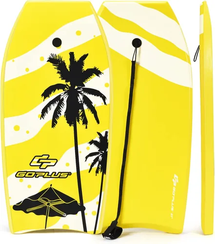 Goplus Bodyboard para playa, 33/37/41 pulgadas, tabla de cuerpo ligero con correa de muñeca, núcleo EPS, cubierta XPE, parte inferior lisa de HDPE,