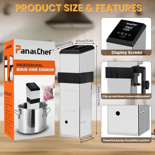 Miniatura 3 de Circulador de inmersión comercial de cocina Sous Vide de 1600 W, máquinas de restaurante Sous Vide, circulación de agua de 360°, ultra silencioso