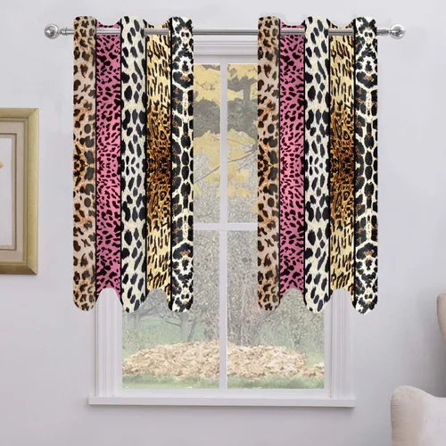 Miniatura 31 de Cortina opaca con estampado de animales salvajes, para oscurecer la habitación, con aislamiento térmico, con ojales para sala, comedor, dormitorio