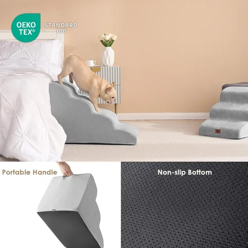 Miniatura 5 de EHEYCIGA Escaleras curvas para perros para camas altas de 50 cm de altura, 4 escalones para perros pequeños y gatos, escaleras para mascotas