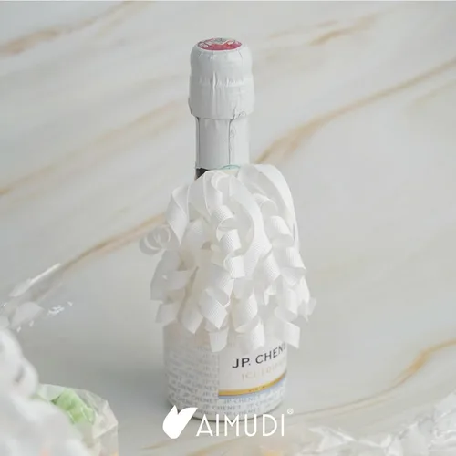 Miniatura 8 de AIMUDI Lazos Blancos de 4" Lazos Blancos Burst Lazos de Cinta Rizada Autoadhesivos para Envolver Regalos Cinta Grosgrain Lazos con Amarre Torcido