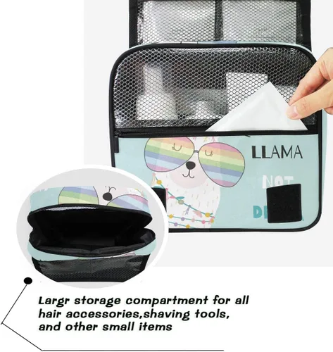 Miniatura 5 de senya Kit de neceser de viaje colgante, estuche de maquillaje, organizador de cosméticos para hombres y mujeres (Lama Alpaca Drama)