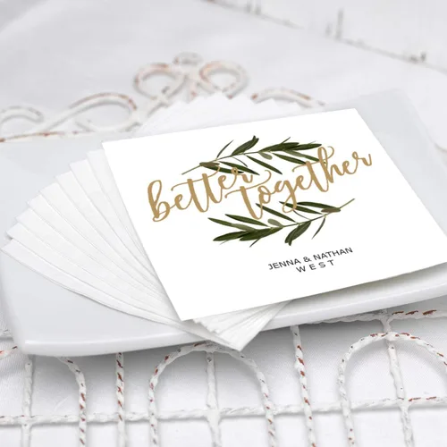 Miniatura 2 de Better Together - Servilletas de bebidas personalizadas, 100 servilletas blancas sin acuñar impresas personalizadas, 4 3/4 x 4 3/4 pulgadas