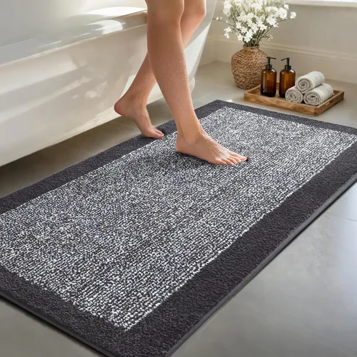 Miniatura 54 de Alfombras de baño de 17 x 24 pulgadas, antideslizantes, lavables, color gris, para bañera, tapete de baño para baño, tapete suave y absorbente