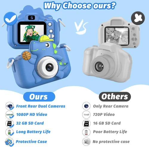 Miniatura 7 de Juguete de cámara para niños, masterbee para niños de 3 a 12 años, regalos de Navidad/cumpleaños para niñas, video HD 1080P, regalo para niñas de 3