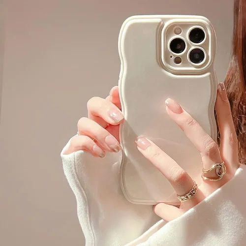 Miniatura 6 de FABSPARK - Funda para iPhone 11, diseño simple, marco ondulado, estética, silicona suave, color beige