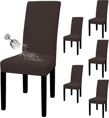 Miniatura 10 de Easy-Going - Juego de 2 fundas para sillas de comedor 100% impermeables, de tela Jacquard elástica, fundas protectoras removibles y lavables