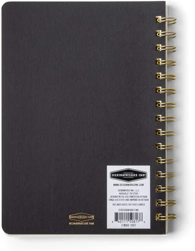 Miniatura 2 de DesignWorks Ink Cuaderno de papel texturizado negro de 6 x 8.25 pulgadas con espiral de doble alambre con 160 páginas rayadas para trabajo