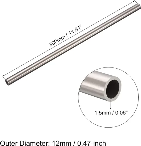 Miniatura 52 de uxcell Tubo de acero inoxidable 304, diámetro exterior de 34 mm x 1,5 mm de espesor de pared, 300 mm de longitud de tubería metálica para maquinaria