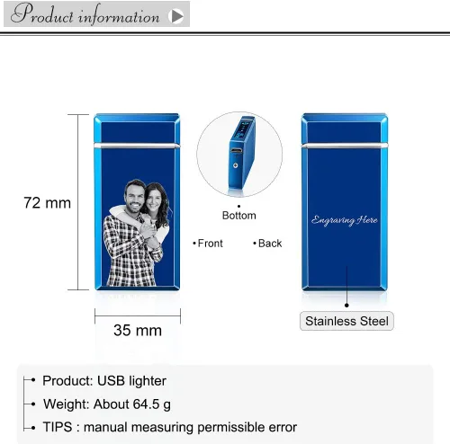 Miniatura 2 de Encendedor de fotos Zippo personalizado con imagen, encendedor de fotos personalizado para hombres, encendedor de puros, encendedor electrónico