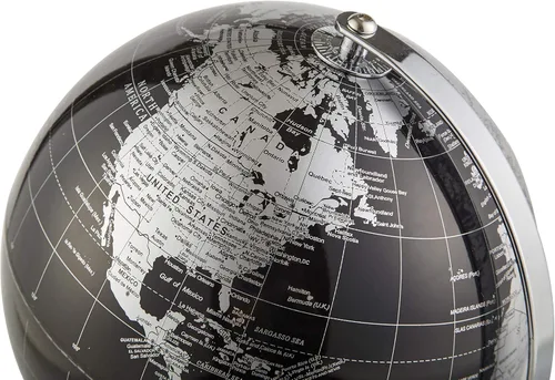 Miniatura 2 de ANNOVA Globo metálico negro – Decoración de escritorio educativa/geográfica/moderna – Arco y base de acero inoxidable/mundo de la Tierra – negro