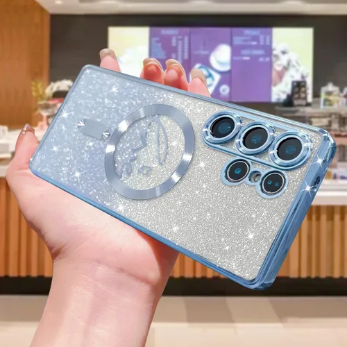 Miniatura 300 de ZONRW - Funda para Samsung Galaxy S22 Ultra magnética, para mujeres y niñas, cubierta trasera suave, lujosa, con corazón de amor, bling, degradado