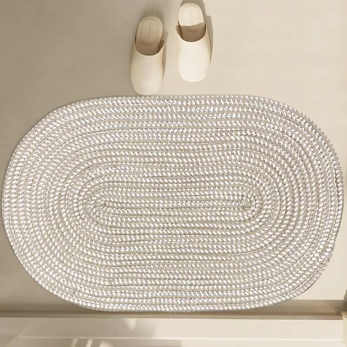 Miniatura 11 de USTIDE Alfombra trenzada, ovalada de cuerda de algodón, lavable a mano, alfombra de cuerda suave para entrada, cocina, baño, mesita de noche, Verde