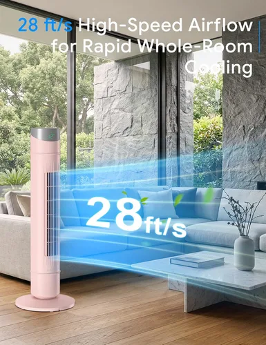 Miniatura 22 de ZAFRO Ventilador de torre inteligente para dormitorio, ventilador de torre oscilante de 120°, 28 pies/s de alta velocidad, 12 velocidades, 4 modos