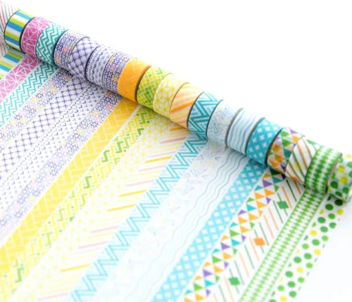 Miniatura 3 de YUBBAEX - Juego de 24 rollos de cinta Washi - Cintas adhesivas decorativas básicas y delgadas para manualidades, bricolaje, diarios, planificadores
