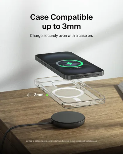 Miniatura 7 de Belkin Almohadilla de carga inalámbrica magnética Qi2 de 15 W con soporte - Cargador inalámbrico con certificación Qi2 compatible con MagSafe