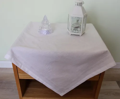 Miniatura 6 de Mantel de lino y algodón blanco de 30 x 30 pulgadas con patrón cuadrado pequeño