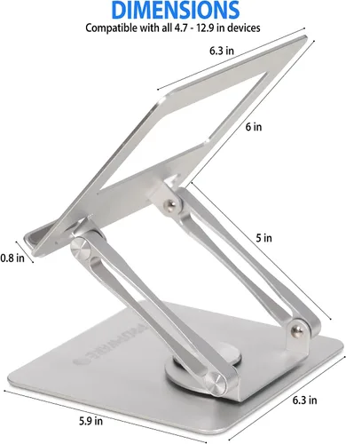 Miniatura 5 de Soporte giratorio para tableta para iPad/Kindle/iPhone de 13 a 4.7 pulgadas, soporte ajustable para tablet para escritorio, cocina, PC, accesorios