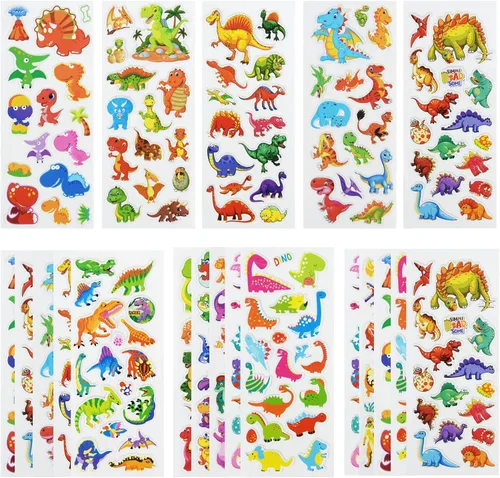 Miniatura 7 de 24 hojas (más de 400 unidades), calcomanías hinchadas en 3D de animales para niños pequeños, hojas de calcomanías preescolares a granel