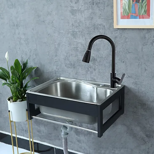 Miniatura 2 de Fregadero utilitario, fregadero de cocina de un solo tazón, fregadero de acero inoxidable montado en la pared, montaje en pared de acero inoxidable