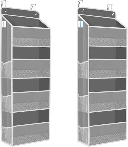 Miniatura 20 de SpaceHacks Paquete de 1 Organizador Sobre la Puerta, Organizador de Almacenamiento Colgante con Ventana Transparente, 40 lb Ultra Resistente Gris