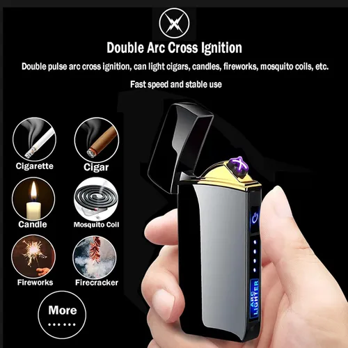 Miniatura 3 de T3-Tiger - Encendedor de arco inteligente, recargable por USB, resistente al viento, sin llama, encendedor de plasma ligero para fuego, barbacoas