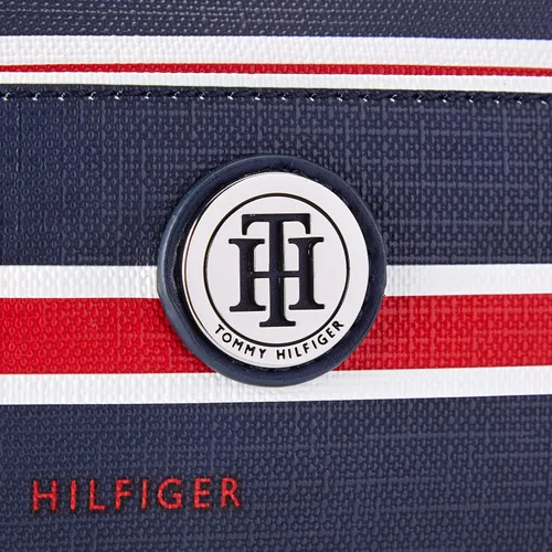 Miniatura 3 de Tommy Hilfiger Bolso de mano con estampado de rayas azules y rojas para mujer, Azul marino, M