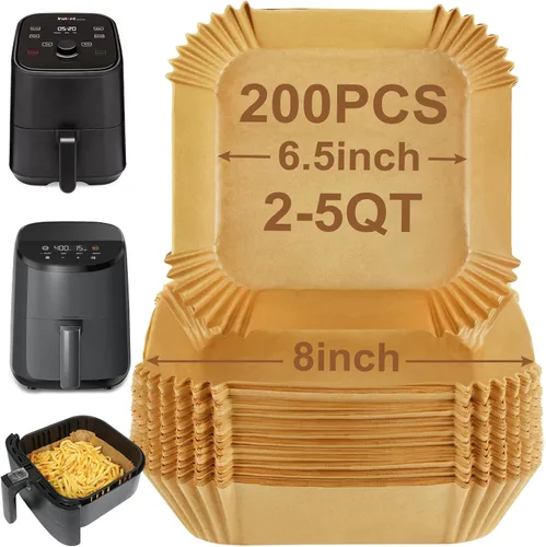 Miniatura 9 de BYKITCHEN Forros pequeños para freidora de aire de 1 a 3 cuartos de galón, hoja de papel pergamino mini freidora de aire de 5.5 pulgadas, compatible