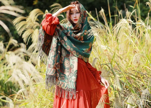 Miniatura 41 de iCuviy Bufanda grande de moda para invierno, chales y envolturas para mujer, extra suave, sensación de cachemira, bufandas frías para mujer