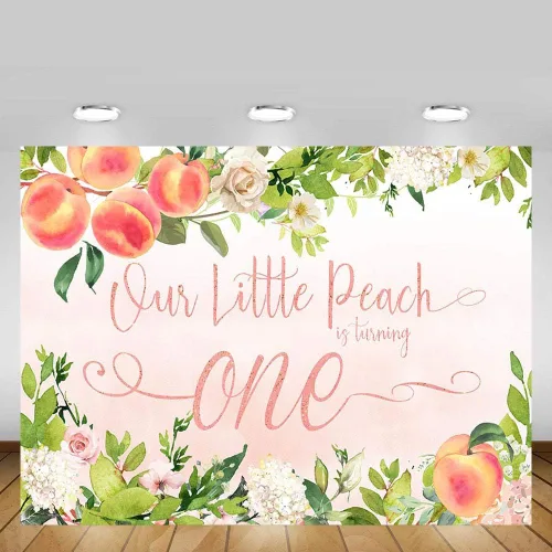 Miniatura 3 de MEHOFOND Sweet Little Peach Girl - Fondo para fotos de fiesta de cumpleaños, color rosa, floral, vegetación, feliz primer cumpleaños, fondos
