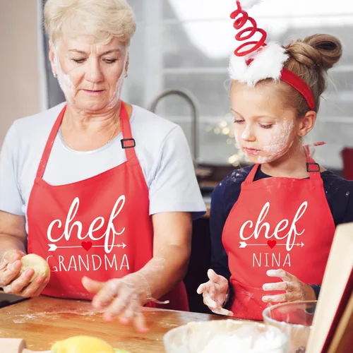 Miniatura 3 de Delantal personalizado para niños para cocinar, delantal para niños pequeños para niñas y niños, delantales de chef para mujeres, regalo de Navidad