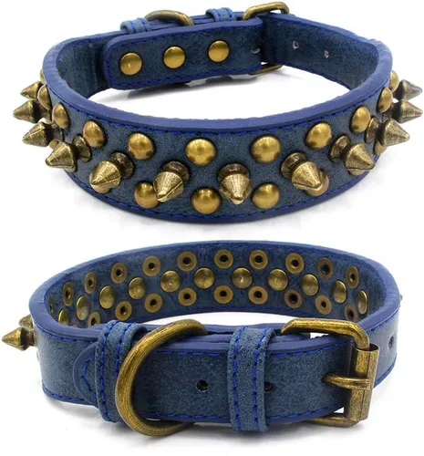 Miniatura 7 de Collares de piel sintética ajustable con remaches y tachuelas de hongos para gatos, cachorros, perros