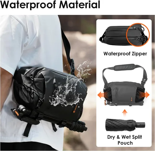 Miniatura 4 de TARION Bolsa Bandolera para Cámara Exterior - Estuche Mensajero Compacto de 5.5L para Sin Espejo - Bolsillo Expandible con Cordón Húmedo/Seco