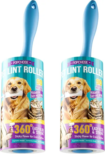 Miniatura 10 de POPCHOSE Rodillos de pelusa para pelo de mascotas extra pegajosos, 600 hojas extra pegajosos para pelo de mascotas, 3 asas y 6 rollos adhesivos