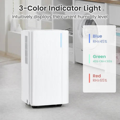 Miniatura 6 de COSTWAY Deshumidificador de 32 pintas para el hogar, deshumidificador portátil de 2000 pies cuadrados para dormitorio, sótano, baño, temporizador