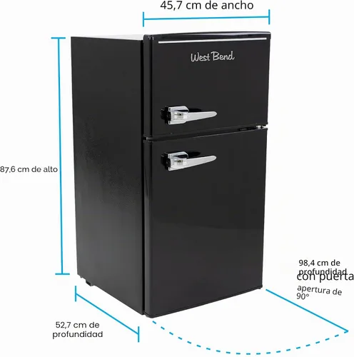 Miniatura 7 de West Bend - Mini refrigerador con congelador para dormitorio, oficina, bar o dormitorio, refrigerador compacto retro con estantes de vidrio