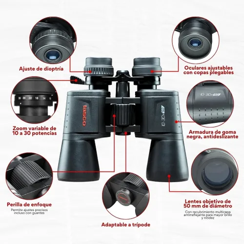 Miniatura 2 de TASCO ES10305Z Essentials Binoculares, 10-1.181x1.969 in, prisma Porro, negro, en caja
