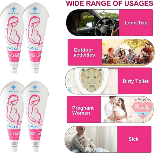 Miniatura 6 de JIURUN 30 unidades/50 unidades dispositivo desechable de orinación femenina, embudo portátil para orinar de pie desechable para mujeres, embudo