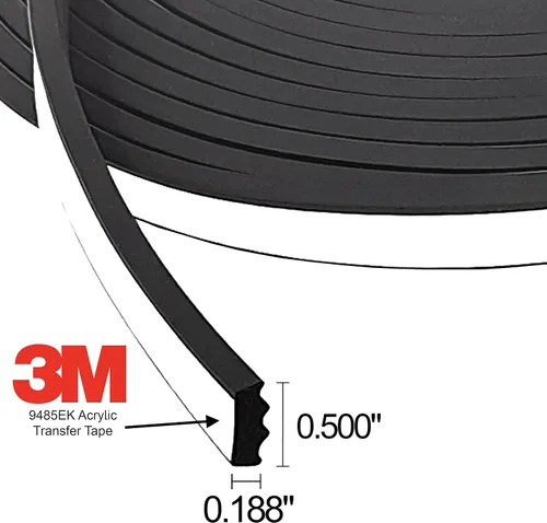 Miniatura 2 de ESI Sello de goma de espuma EPDM rectangular acanalada (0.500 pulgadas de ancho x 0.187 pulgadas de alto) con cinta de transferencia acrílica 3M