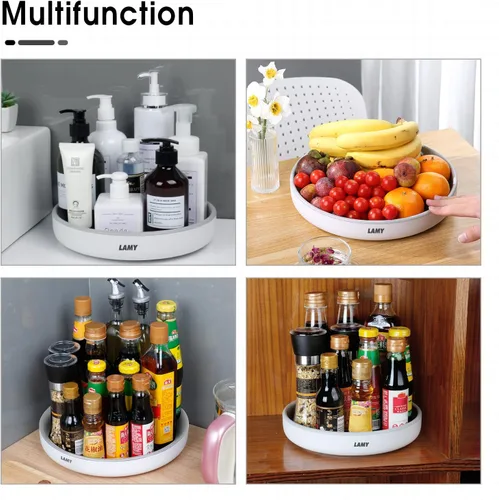 Miniatura 4 de LAMY Lazy Susan Organizador, paquete de 2 platos giratorios Lazy Susan de 10 pulgadas para gabinete, refrigerador, mesa de comedor y mesa