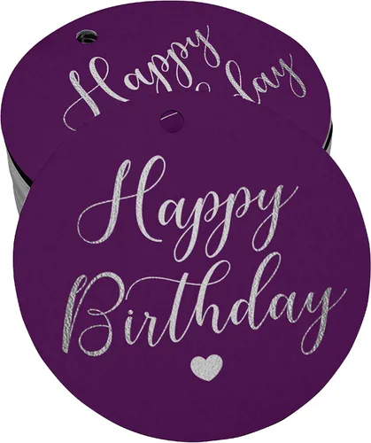 Miniatura 56 de Etiqueta de papel para colgar con texto en inglés «Happy Birthday» (50 unidades)