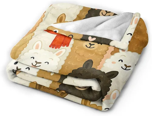 Miniatura 5 de Manta de Alpaca Linda Llama Alpaca Manta de Tiro Suave Acogedora Vellón Difusa Felpa Cálida Cosas Ropa de Cama Guardería Niño Pequeño Bebé Mantas