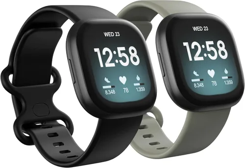 Miniatura 9 de Paquete de 2 bandas impermeables compatibles con Fitbit Versa 3/Fitbit Versa 4/Fitbit Sense/Sense 2, pulseras deportivas clásicas de repuesto suaves